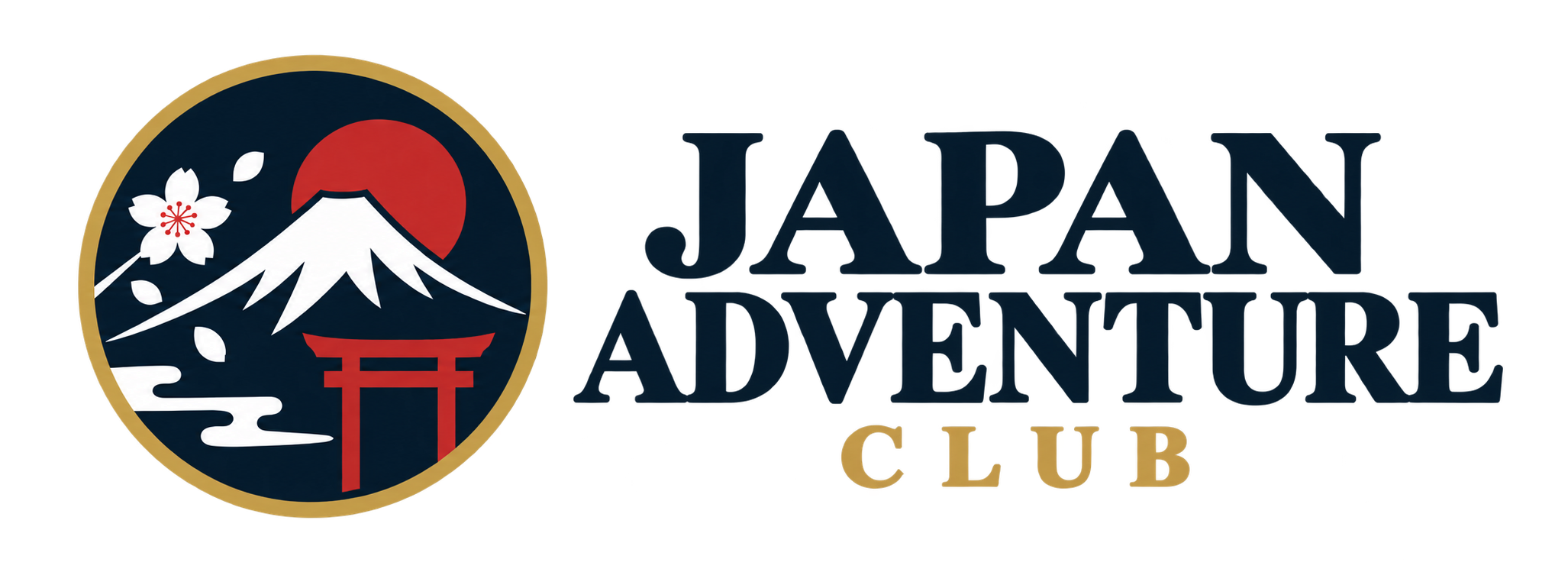 Japan Adventure Club logo with Mount Fuji, cherry blossoms and a torii gate